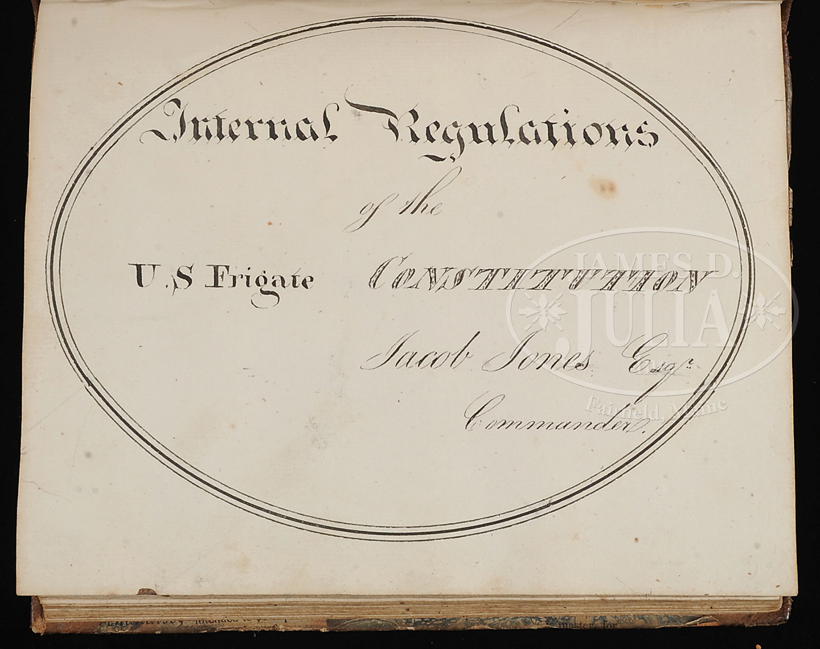 RARE MANUSCRIPT RULES AND REGULATIONS OF USS CONGRESS AND USS CONSTITUTION, 1817-1821.