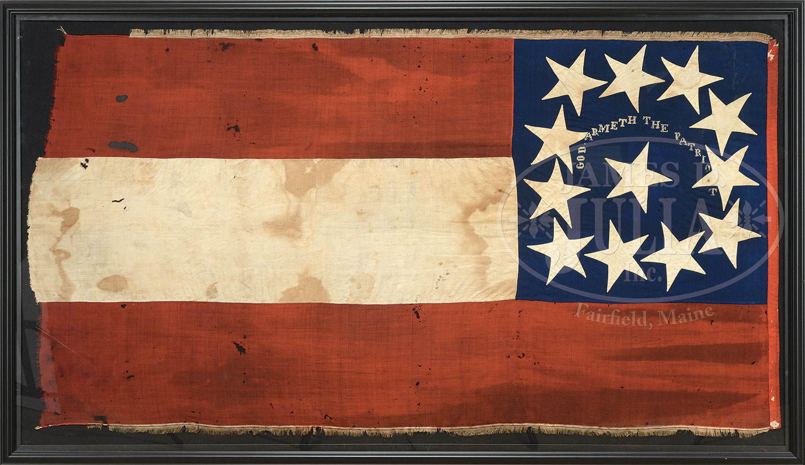 EXTREMELY RARE AND ICONIC 12-STAR CONFEDERATE 1ST NATIONAL FLAG FROM THE RENOWNED BOLESLAW AND MARIE-LOUISE MASTAI COLLECTION.