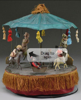 Patent Model for tin clockwork carousel toy by Reed.